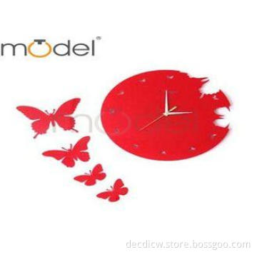 Lovely Butterfly Acrylic Wall Clock For Children Room Decor